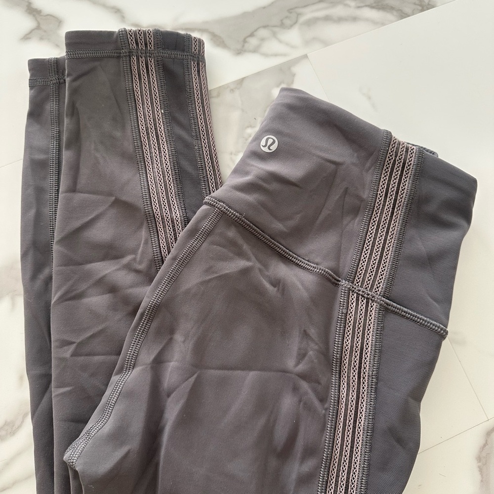 Lululemon Athletica Gray Leggings with Mesh Accents